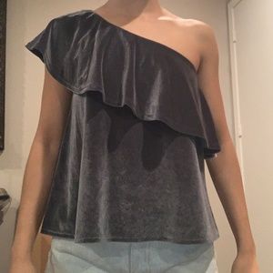 One shouldered velvet top